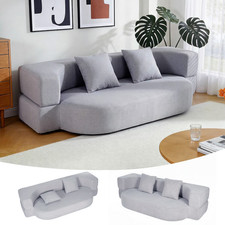 2-in-1 Schlafsofa Mit 2 Kissen, Ausziehbares Einzelbett, Faltbare Matratze 