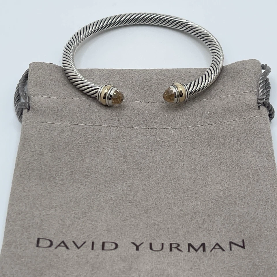Brazalete David Yurman Cable Classics 5mm Morganita y Oro 14K Cable Foto 2 de 4