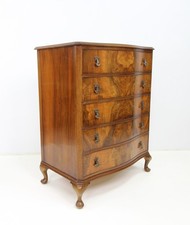Serpentine Front Mahogany Chest Of 5 Drawers
