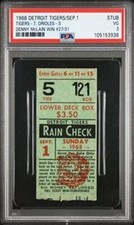 1968 DENNY McLAIN WIN 27/31 CG JIM NORTHRUP HR DETROIT TIGERS ORIOLES PSA TICKET