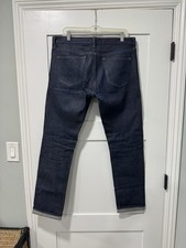 Uniqlo Men's Dark Blue Selvedge Jeans Straight Leg, , 33Wx32L Actual 34Wx32L 