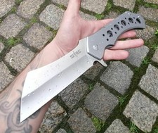 S-Tec Cleaver XXL Taschenmesser Messer 440 Stahl SILVER + Tasche 30 cm