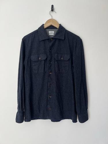 Brunello Cucinelli Men’s 100% Virgin Wool Overshirt Amaranth Size M MSRP $1,600