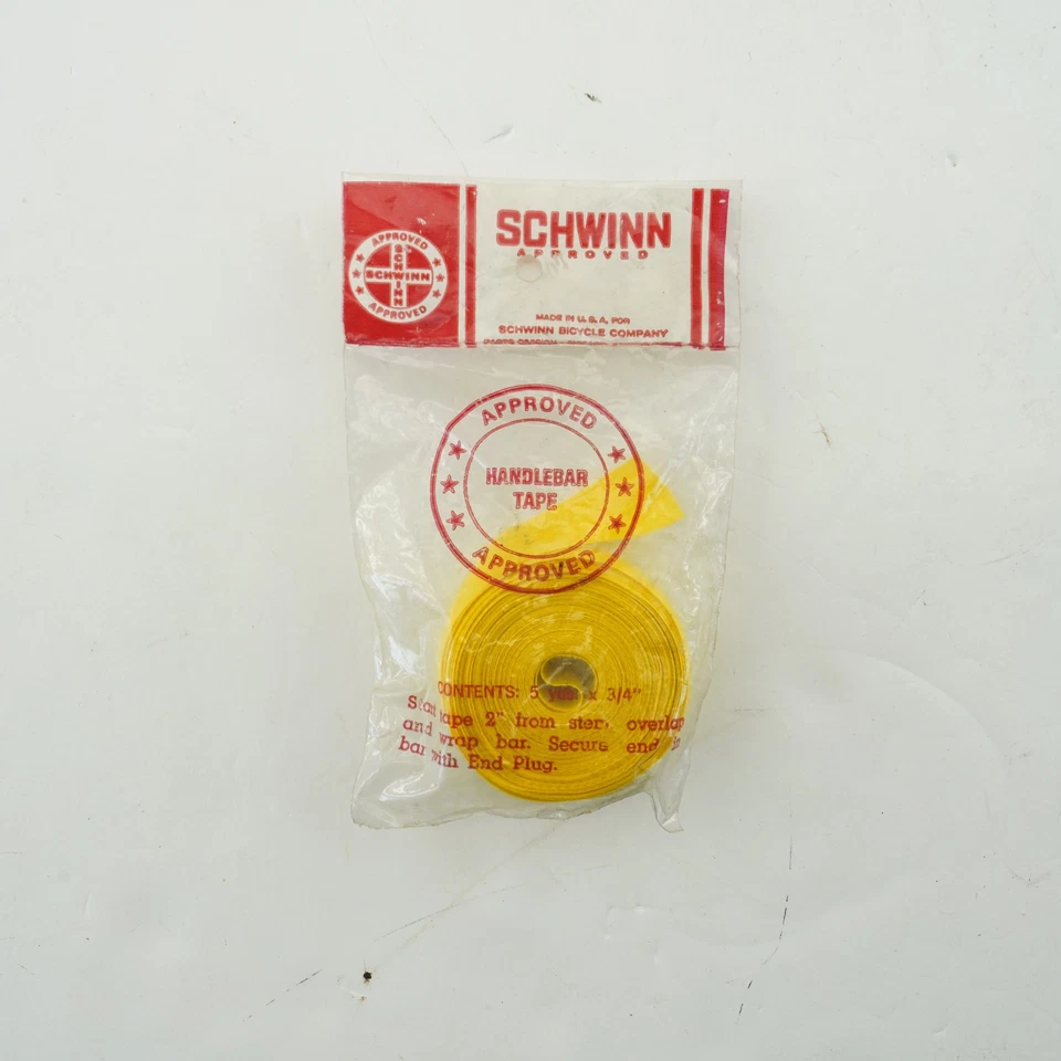 Rollo de cinta de manillar de plástico amarillo Schwinn vintage nuevo de stock raro barra de ciclismo nuevo Foto 2 de 4