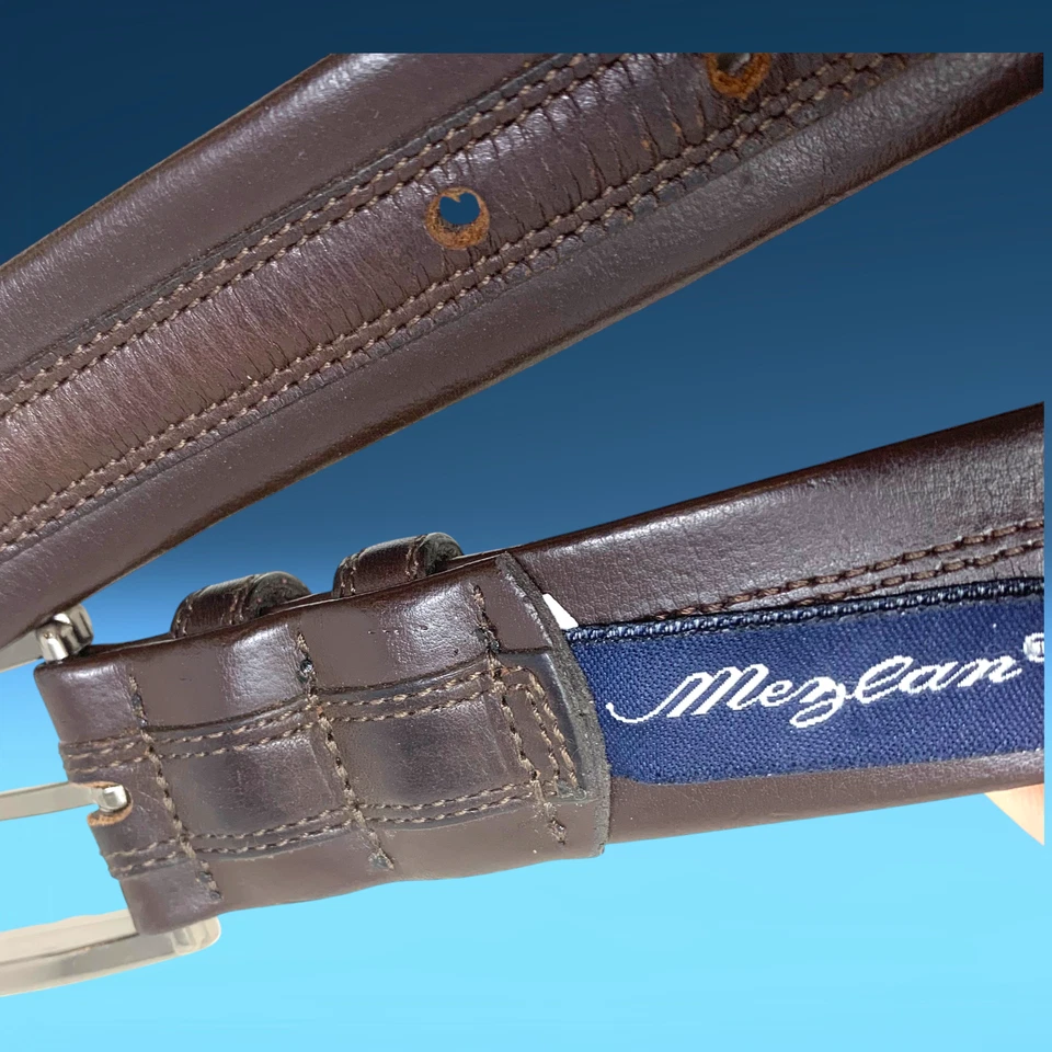 复古 Y2K Mezlan 尺寸 36 棕色翻滚皮革礼服腰带西班牙制造 — 第 4/4 张图片