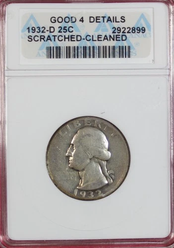 1932-D WASHINGTON QUARTER ANACS GOOD 4 DETAILS