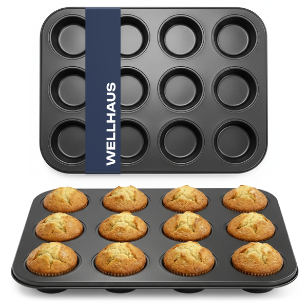 Neu Wellhaus Muffinform 12Er Metall Antihaft Backform Dunkelgrau-image