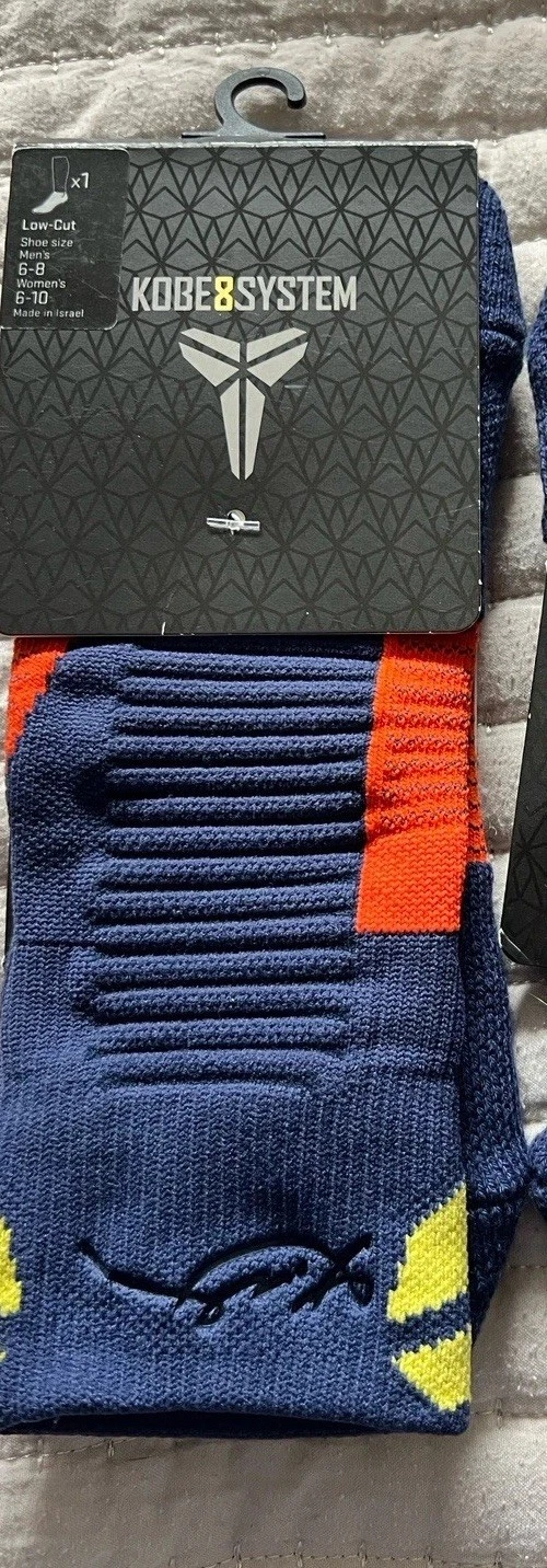 NWT Nike Kobe Bryant Navy Orange Yellow Socks Low (size M) Kobe 8 System M6-8