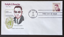 20c Ralph Bunche # 1860 FDC 1982 House of Farnam