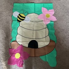 Spring Summer Bee And Hive Flowers Yard Flag 28x40