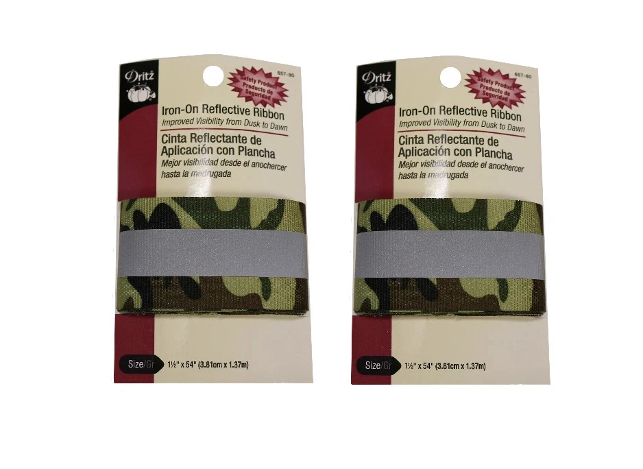 3 PAQUETES de Cinta Reflectante Dritz Plancha, Camuflaje Camuflaje Verde 1-1/2" EE. UU. Foto 2 de 3