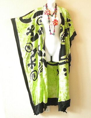 CG34 Gecko Batik Women Open Cardigan Duster Kaftan Trench Jacket Coverup upto 5X