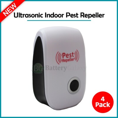 4 Electronic Pest Reject Control Ultrasonic Repeller Home Bug Rat Spider Roaches