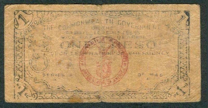 Philippine 1 PESO, LEYTE Countersigned WW2 Emergency Note 1943 - Image 2 of 4