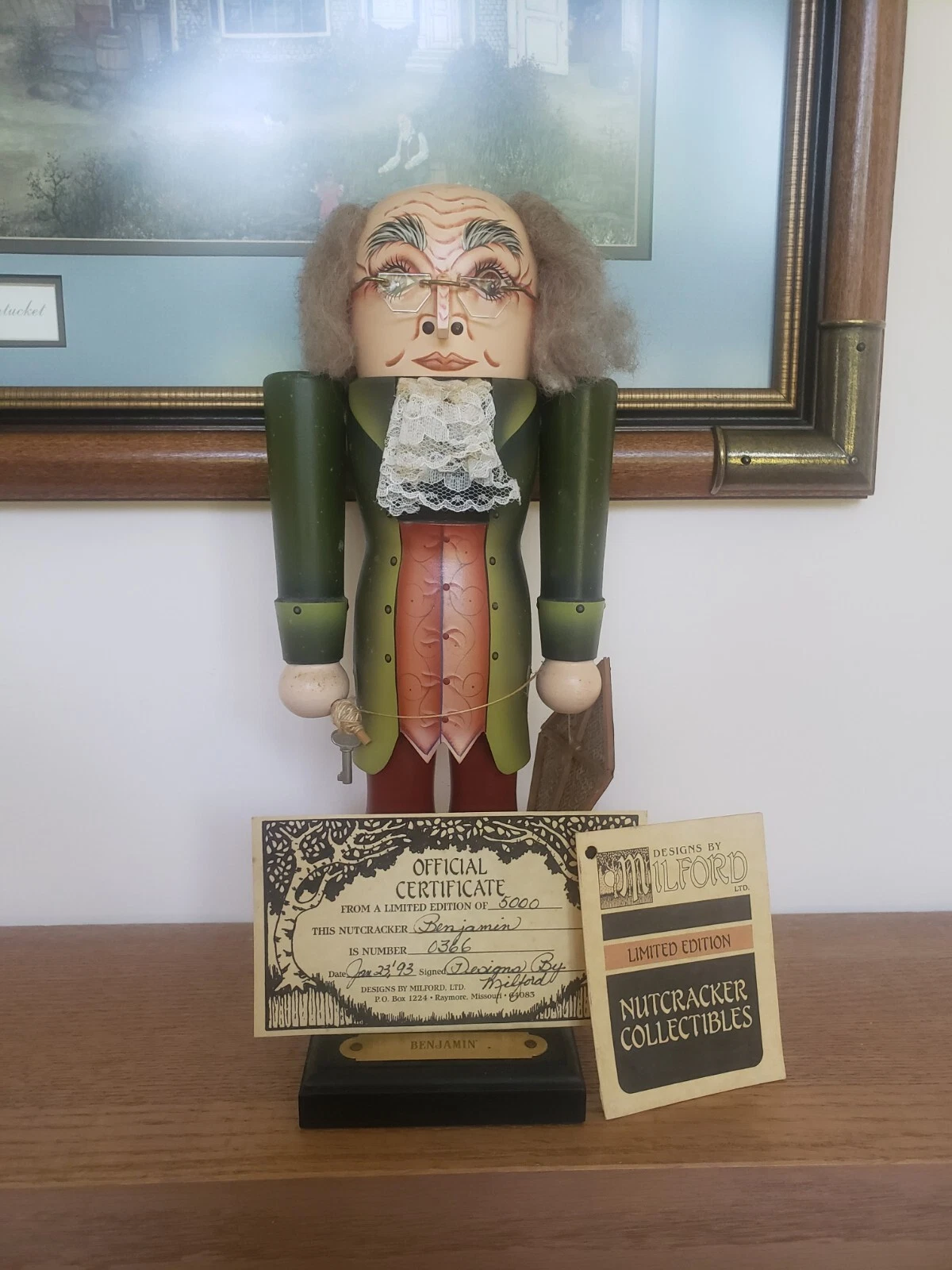 RARE Limited Susan Milford 1993 Nutcracker Benjamin Franklin Signed 366/5000