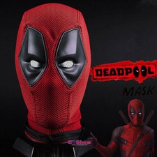 Halloween Deadpool Full Face Mask Red Superhero Perspective Breathable Knit Hood