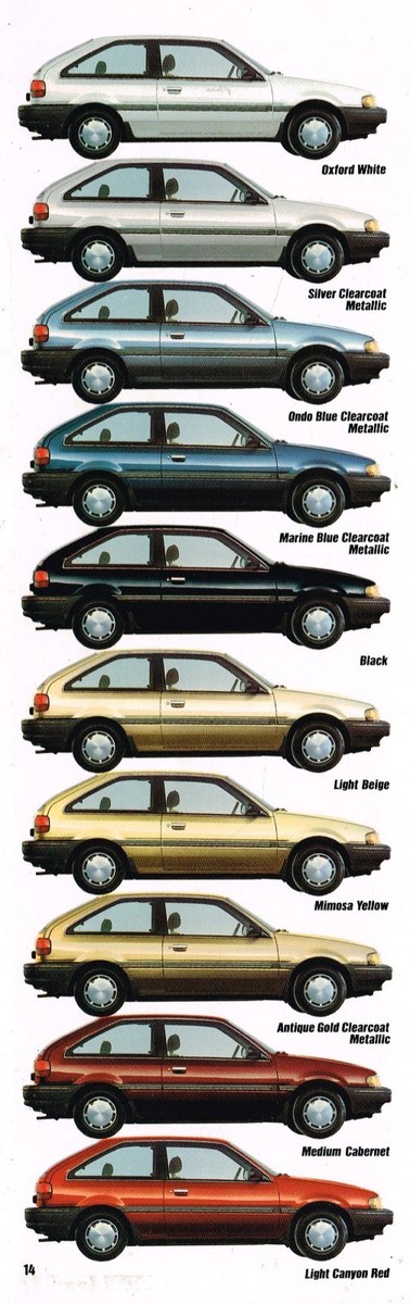 1988 Mercury TRACER Brochure / Catalog with Color Chart