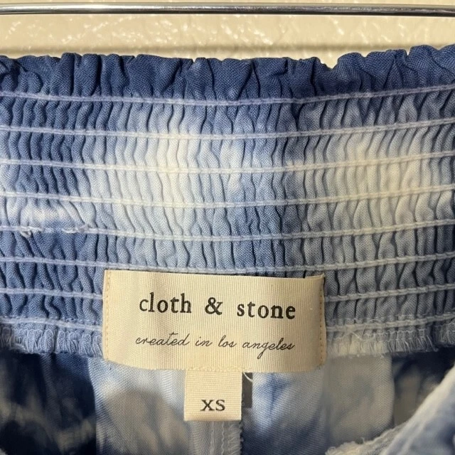 布和石头裤子女式 XS 蓝色领带染料宽腿 Tencel 拉 Anthro — 第 3/4 张图片