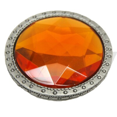 CAROL BEACH KNOBS Gem 1-1/2'' Round Cabinet Door Knob Pull Amber & Nickel 1548