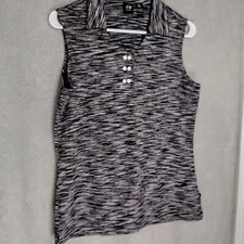 Nivo Sports Tank Top Womens Size M Heathered Charcoal Sleeveless Button Active