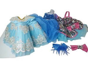Lot Of 3 Child Medium Lyrical Dance Dress Costume Dress Up With Hair Bows 