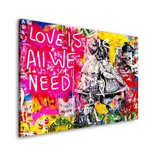Quadro moderno stampa su tela Pop Art Street Art Style All We Need Is Love canva