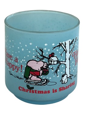 Vintage Ziggy 1978 Blue Christmas Is Sharing Drinking Glass Candle Holder