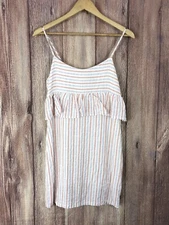 Ethereal By Paper Crane Blue Red White Stripe Flowy Dress Small Ruffle