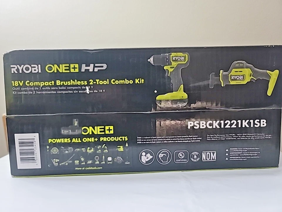 NIB ~ RYOBI ONE+ HP 18V Brushless Cordless Compact 2-Tool Combo Kit - Image 2 of 4