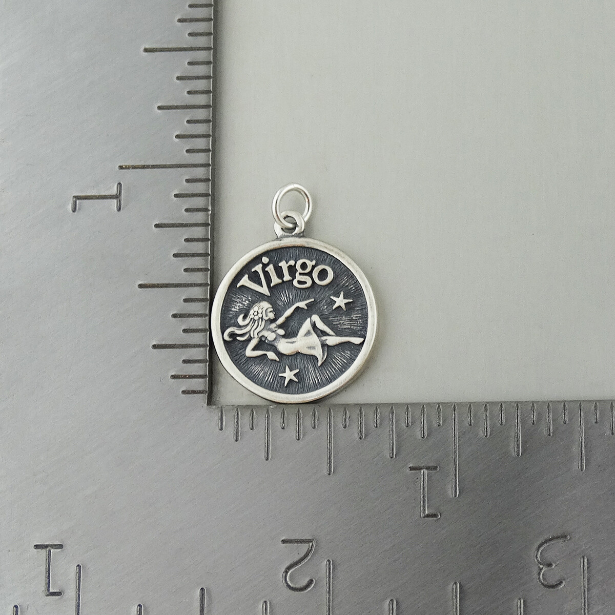Virgo Sign Zodiac Charm w/ Practical Trait - 925 Sterling Silver Stars ...