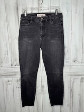 FRANK  EILEEN SLIGO WASHED BLACK HIGHRISE CROP RAW EDGE STRETCH SKINNY JEANS 31