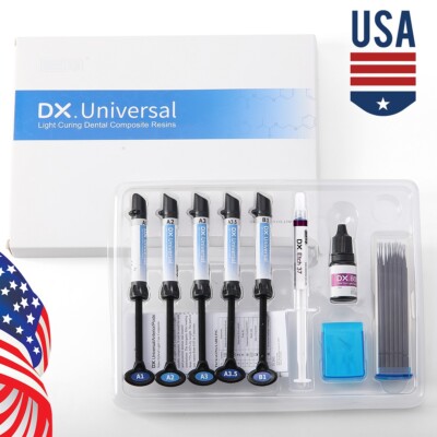Dental Universal Light Cure Composite Kit A1-B1 Syringes Etching Adhesive Gel