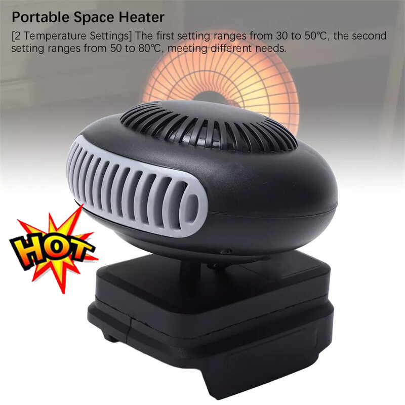 Space Heater 12-48V Battery Powered Electric Heater Fan For BL15 BL1820 BL1840