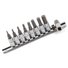 KOSHIHARA 1/4”Sq Hex Bit Socket Set K212 9-pc Set With Steel Rail