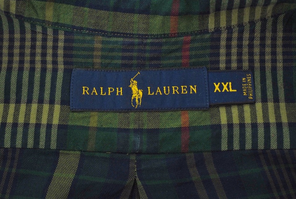 Polo Ralph Lauren Dark Blue Plaid Tartan Button Shirt Mens 2XL XXL eBay