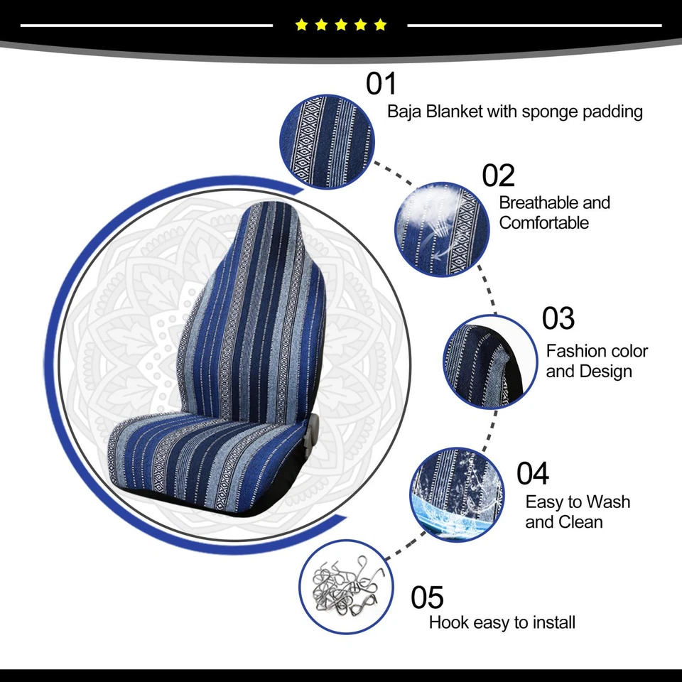 Universal Piece of 1 Baja Seat Cover Durable Bucket Seat Cover - Image 3 of 4