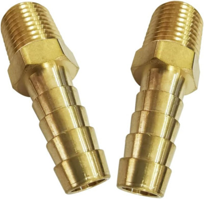 1/8'' NPT Male to 1/4'' Barb Fitting, Brass Hose Barbed Male Adapter Connector Str