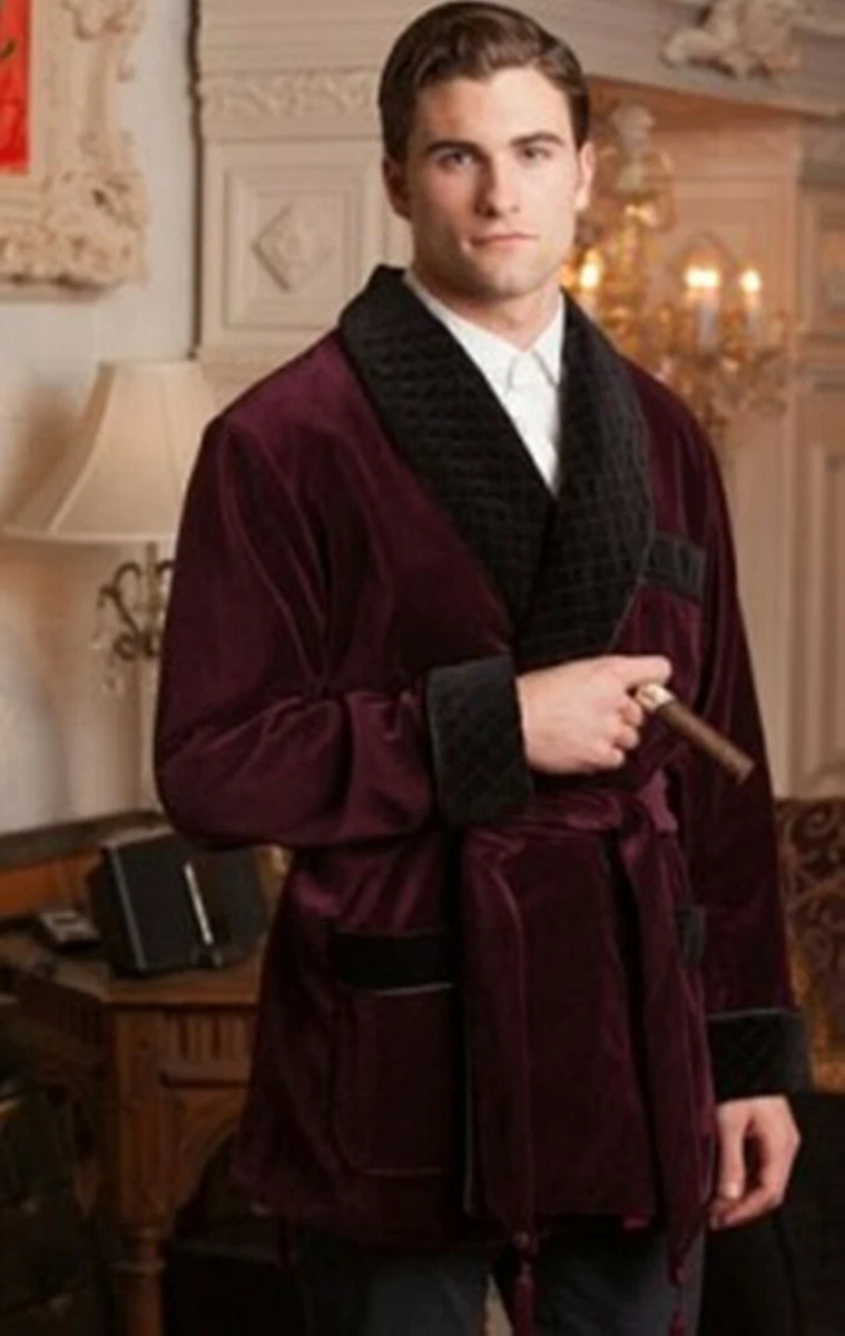 Vintage Smoking Jacket - Burgundy Velvet