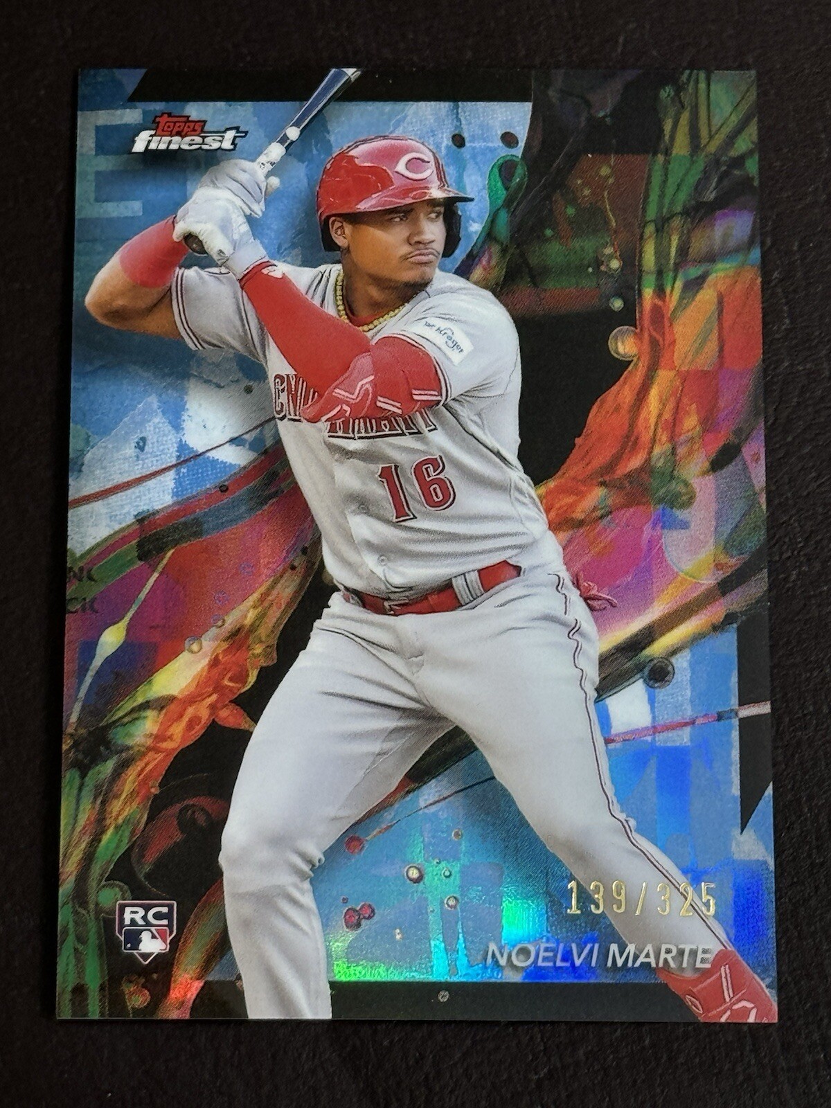 Noelvi Marte 2024 Topps Finest Common Sky Blue Refractor RC 139/325 Reds #10