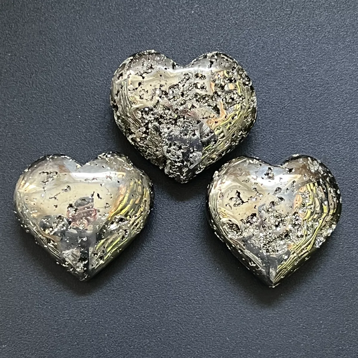 Iron Pyrite Puffy Heart Large Druzy Crystal Polished Carved Fools