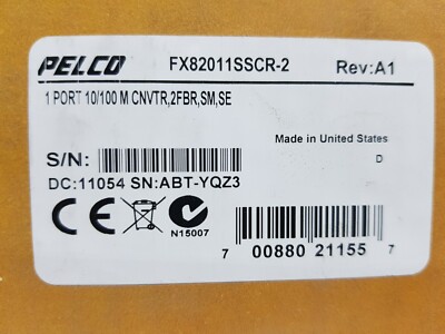 Pelco FR82011SSCR-2 Ethernet Media Converter