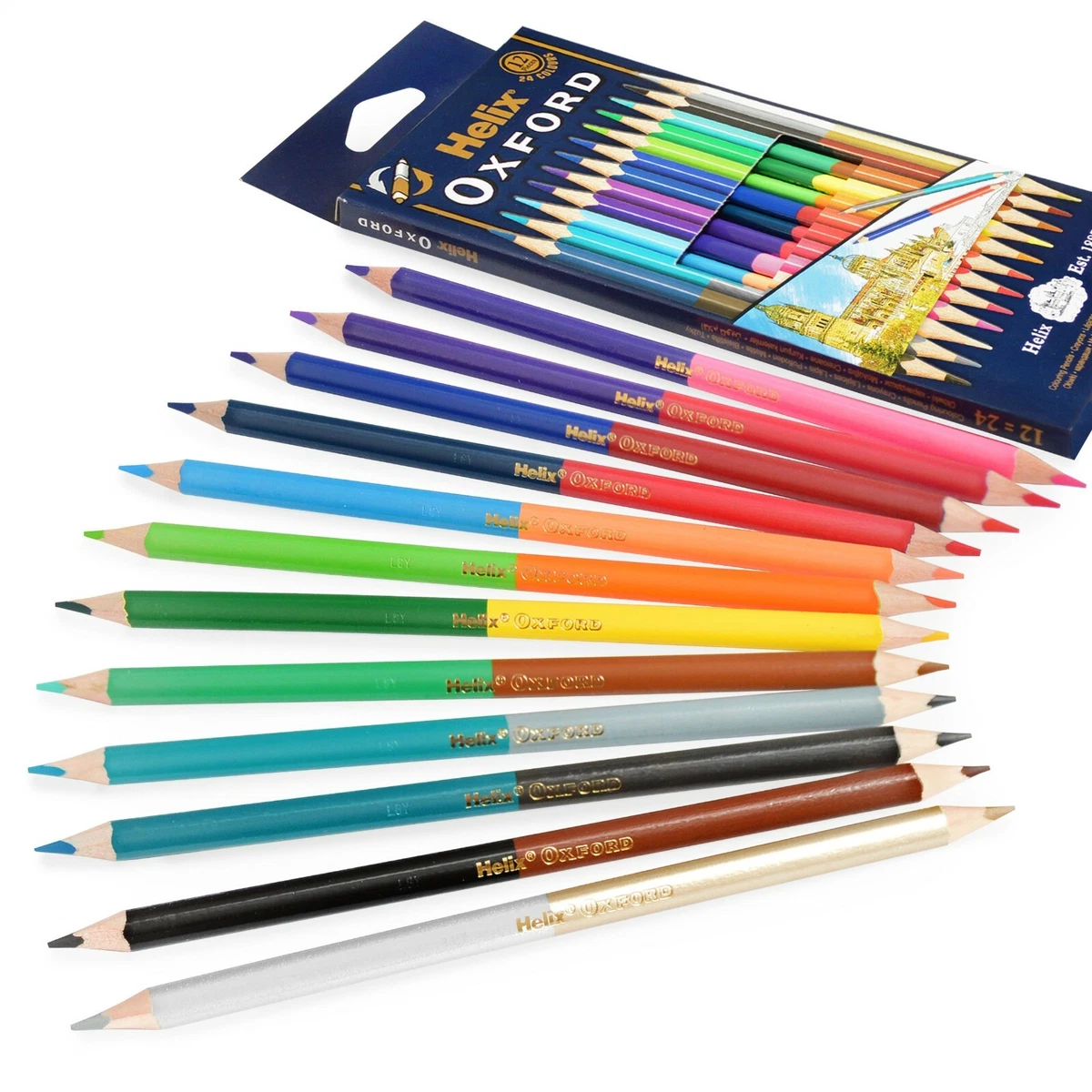 Helix Oxford Duo Colouring Pencils - Wallet of 12 - 24 Assorted 