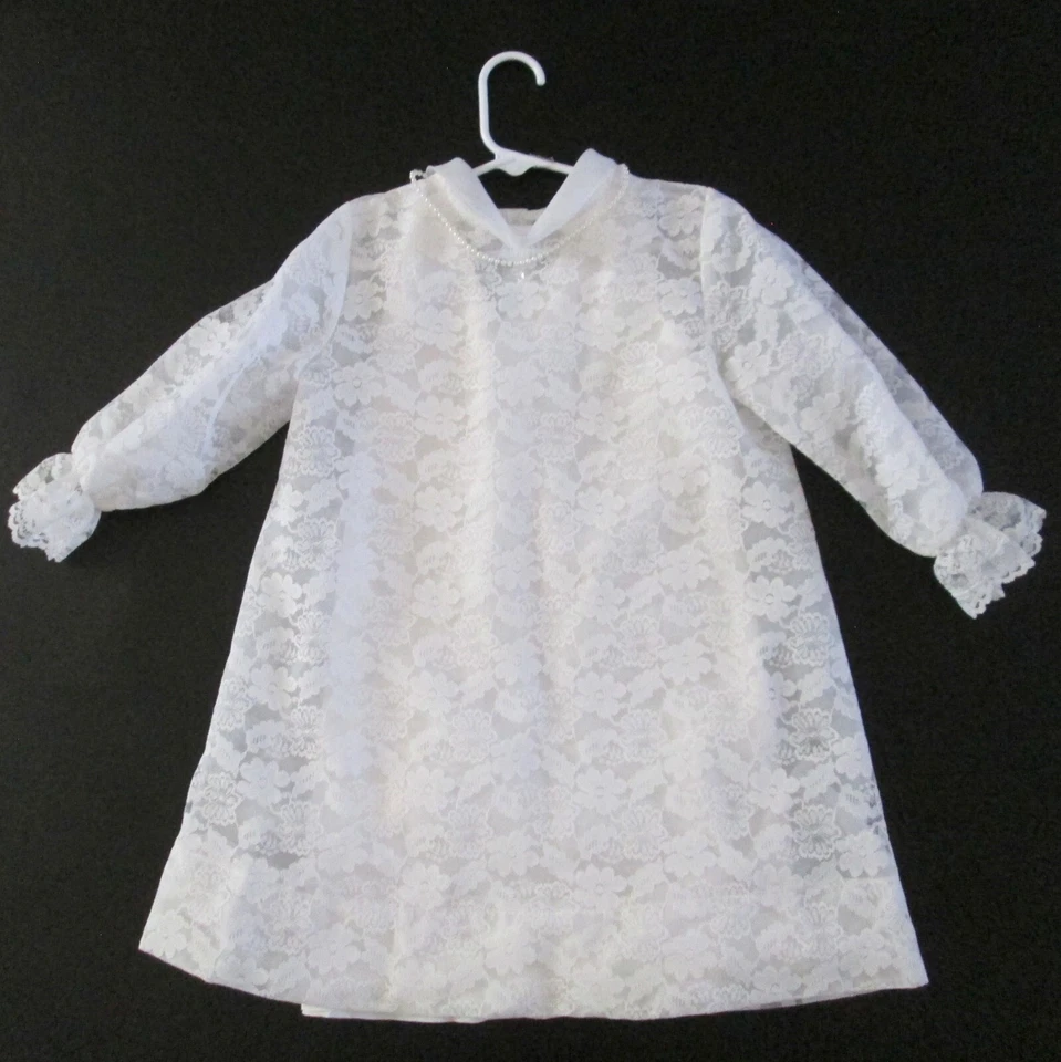 Vestido de comunión de encaje con velo años 60 para niñas talla 6X etiqueta Union EE. UU. Foto 2 de 4