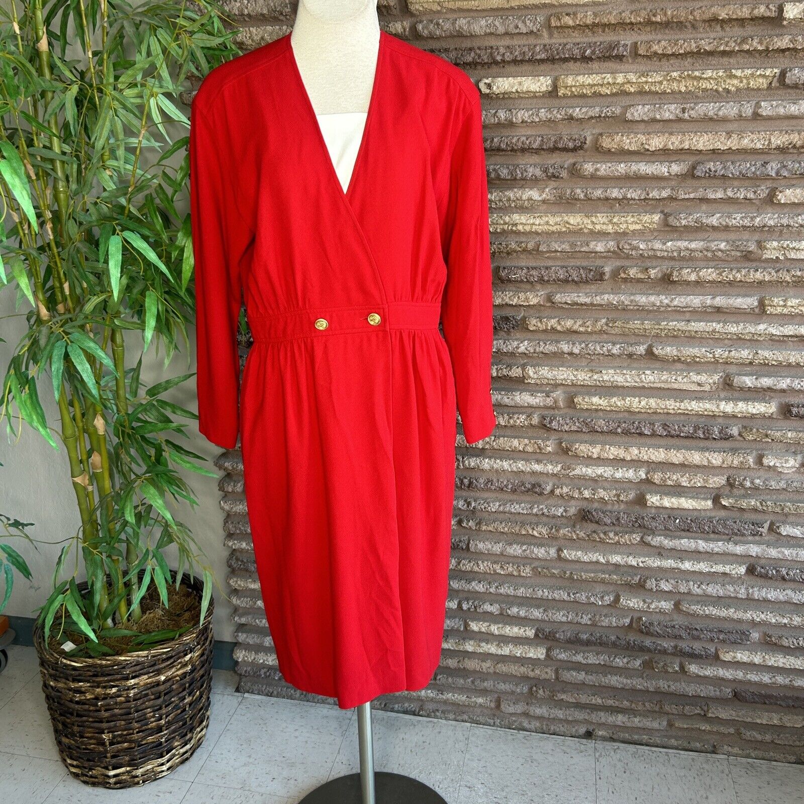 Liz Claiborne Vintage Red Sailor Wrap Shirtwaist … - image 9
