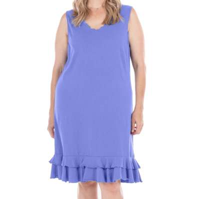 FRESH PRODUCE 3X Peri Blue $68 Sunrise Slub Cotton Flounce V Neck Dress NWT New