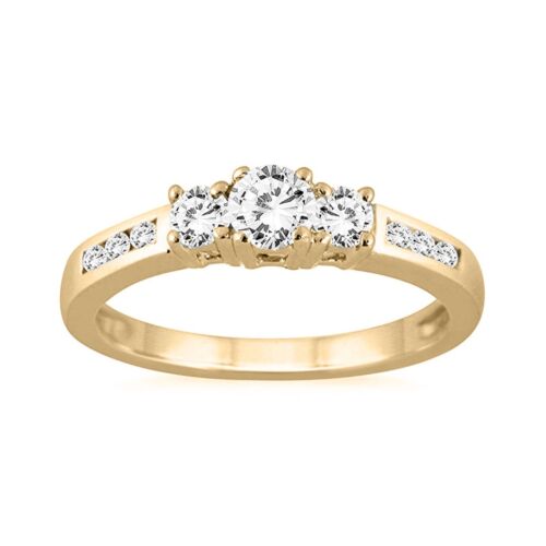 1/2 Ct Round Diamond 3 Stone Engagement Ring Genuine 10K Solid Yellow Gold - Picture 1 of 1