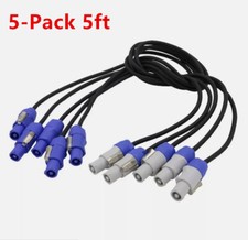 5-Pack 5ft Powercon Extended Cable Power Plug Male to Female for Stage Lighting