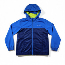 Eddie Bauer Boys Large 14 16 Blue Hooded Windbreaker Light Weight