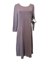 Nine West Sweater Dress Women’s size Large Purple/Silver Long Sleeve Shimmer NWT