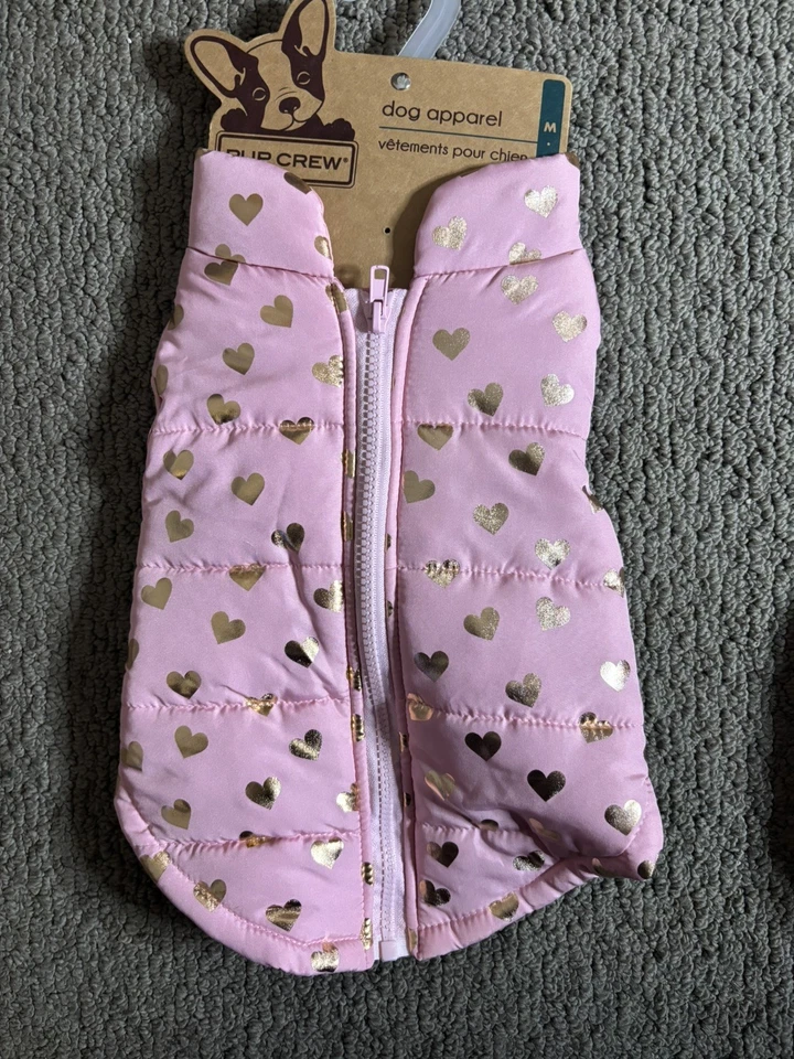 SIMPLE PERRO ROSA CON CORAZONES DORADOS ENCUBRIMIENTO/CHAQUETA/ABRIGO Cachorro/Perro MED Foto 2 de 3